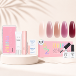216Pcs Acrylic Pre-Filed Fake Press on Kit & 7PCS Gel Nail Polish Set 