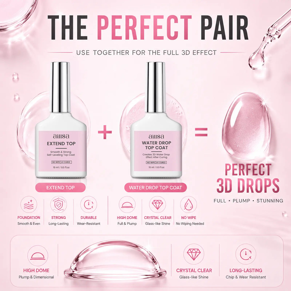 AILLSA 3D Water Drop Gel Top Coat Set