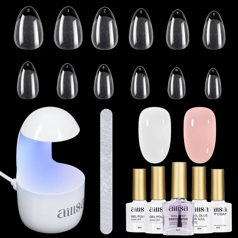AILLSA Gel Nail Kit 240pcs Matte Nail Tips with 2 In 1 Nail Glue Polish Nail kit  