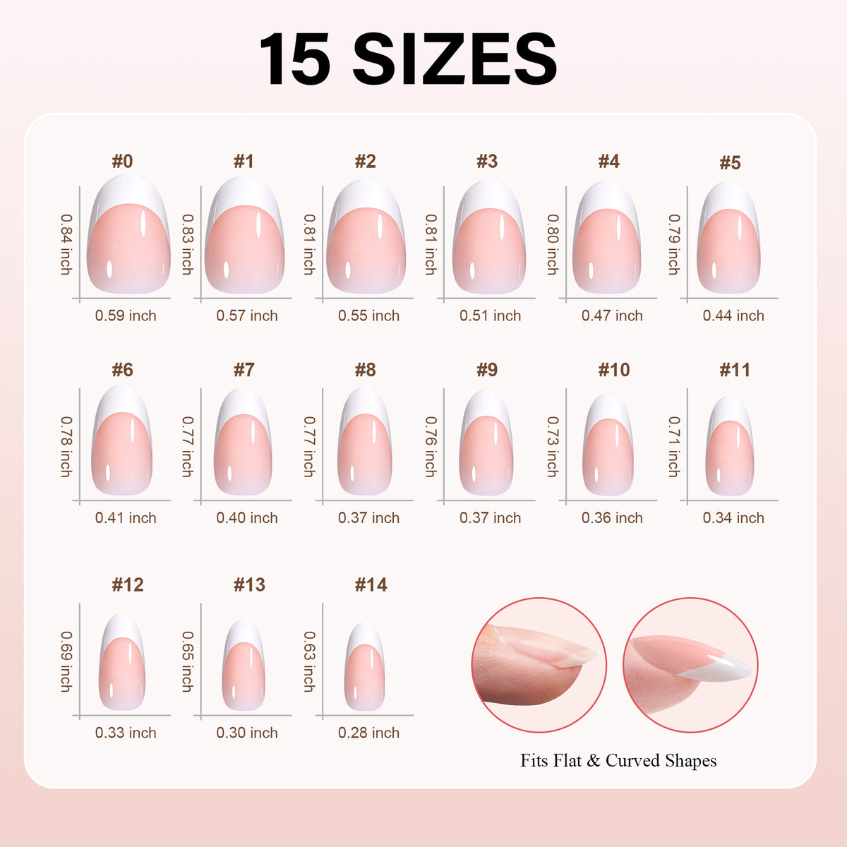 Short Oval French Tip Press on Nails 