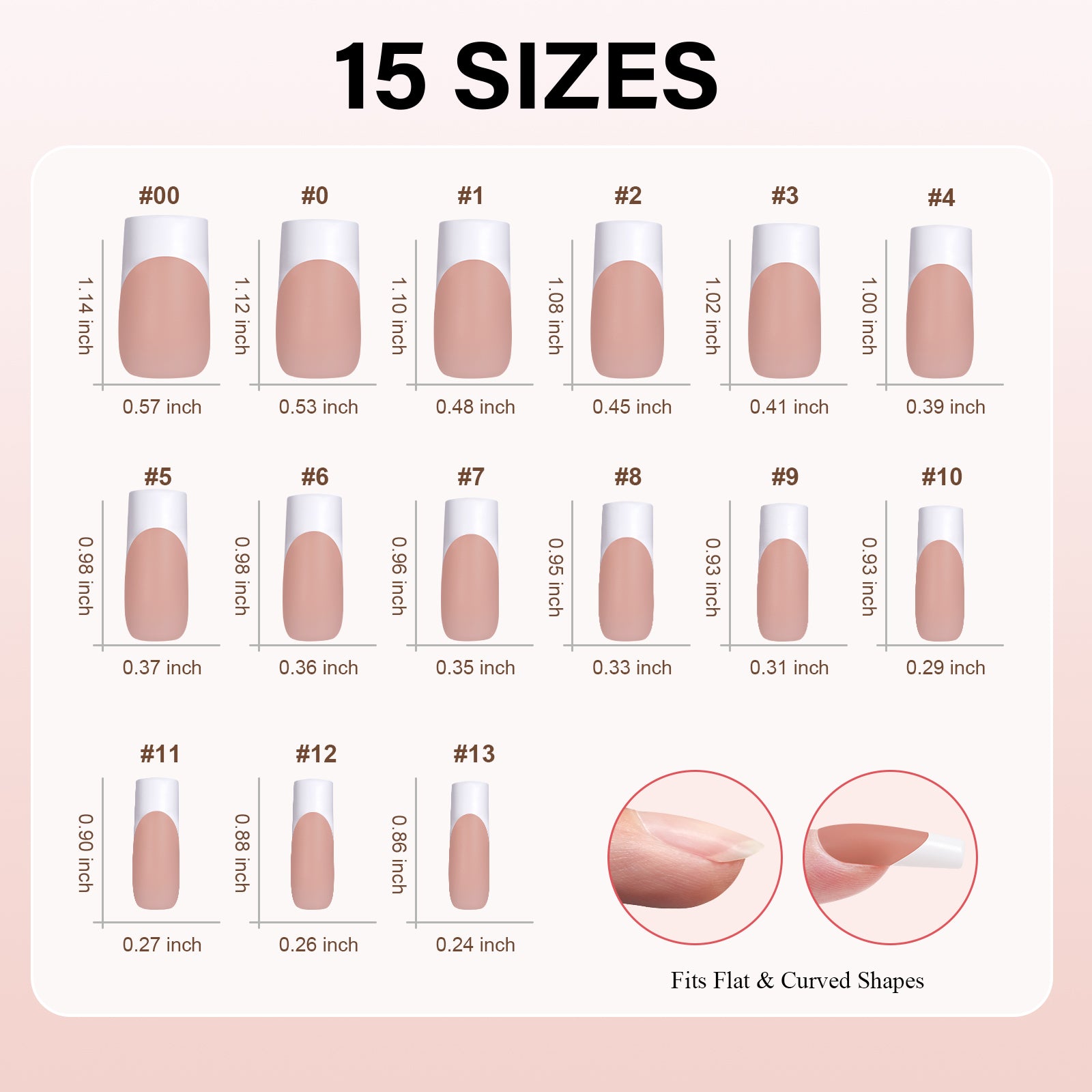 Medium Square French Tip Press on Nails 