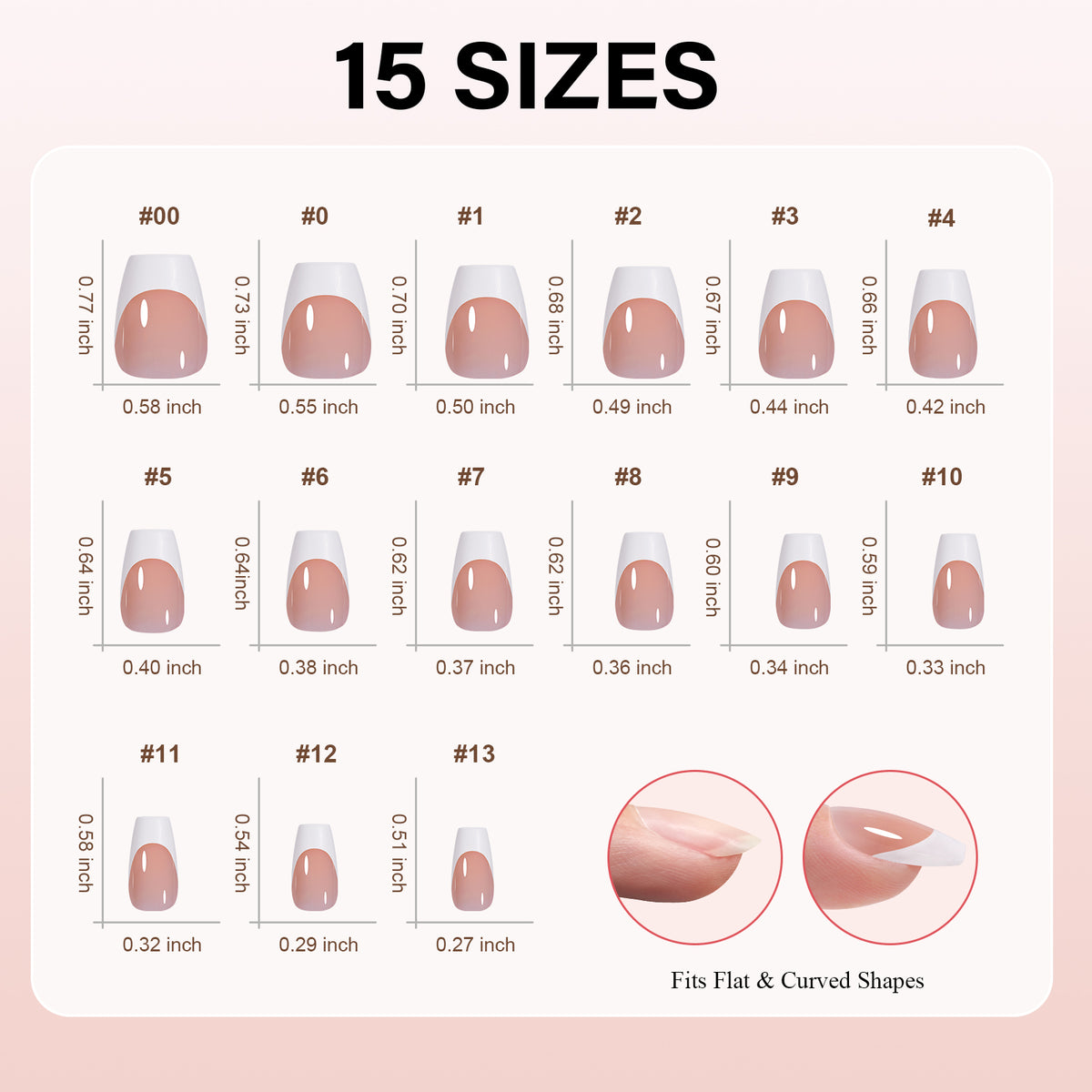 Extra Short Coffin French Tip Press on Nails 
