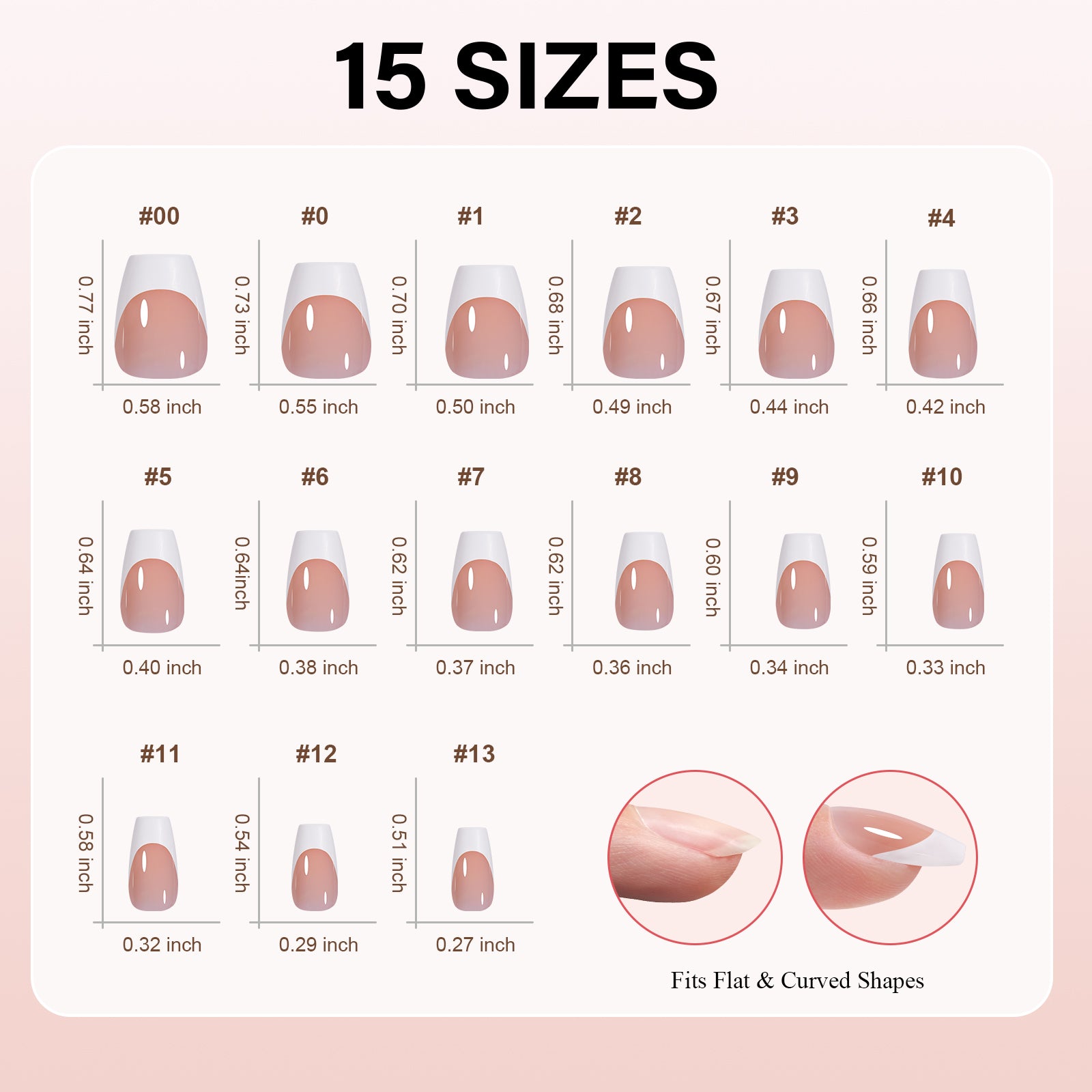 Extra Short Coffin French Tip Press on Nails 