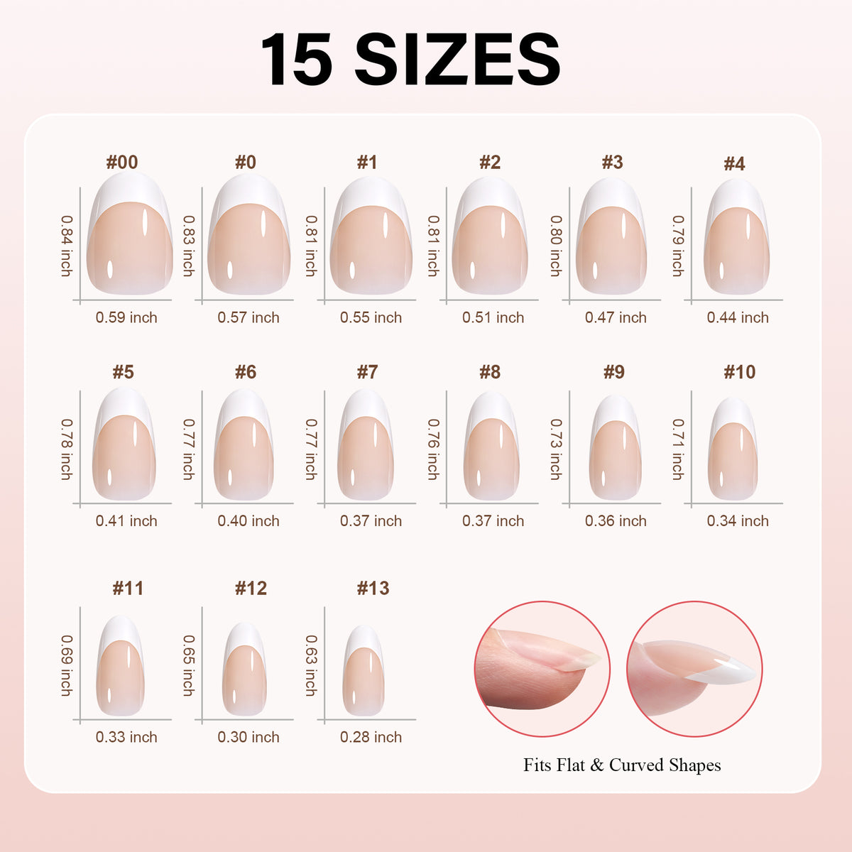 Short Oval French Tip Press on Nails 