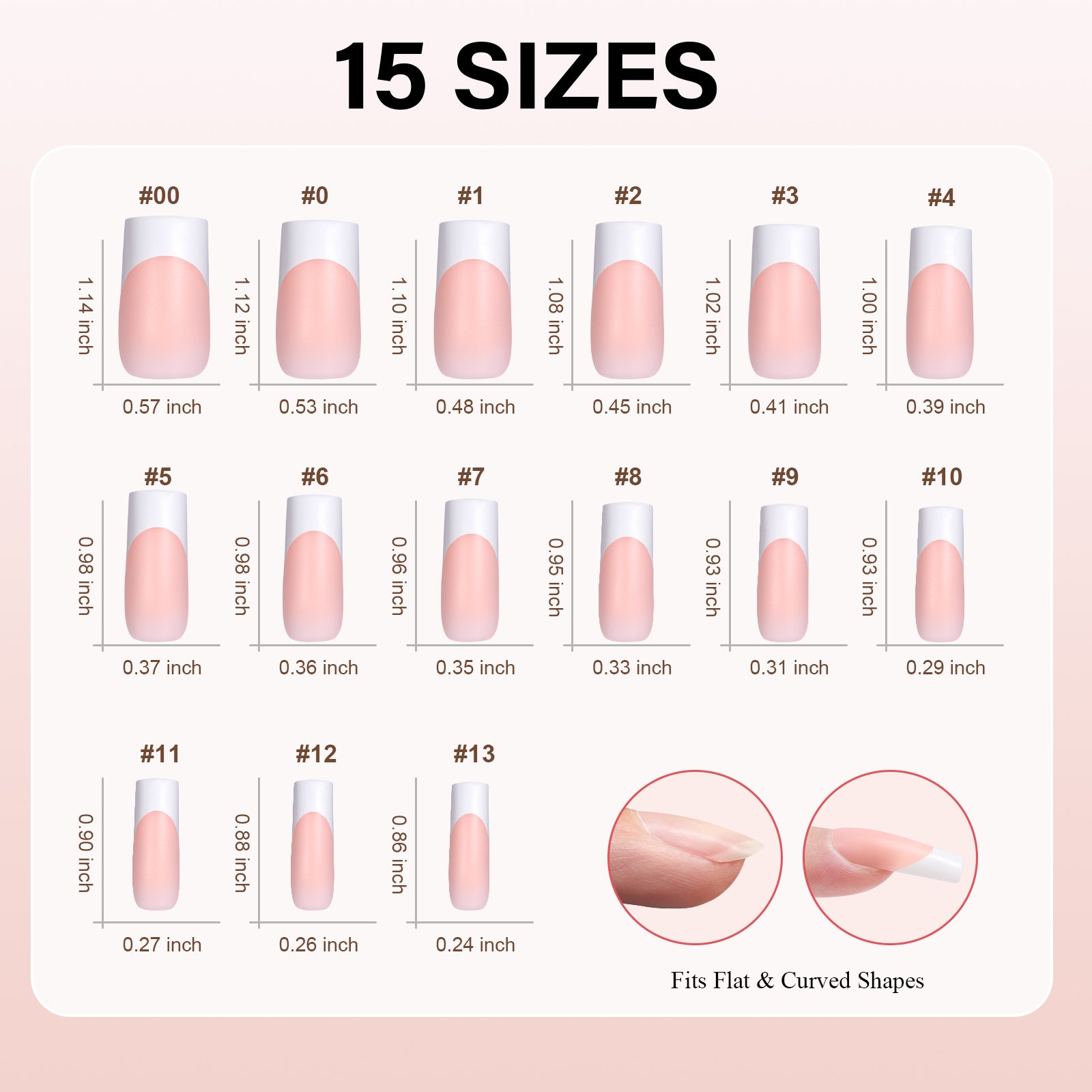 Medium Square French Tip Press on Nails 