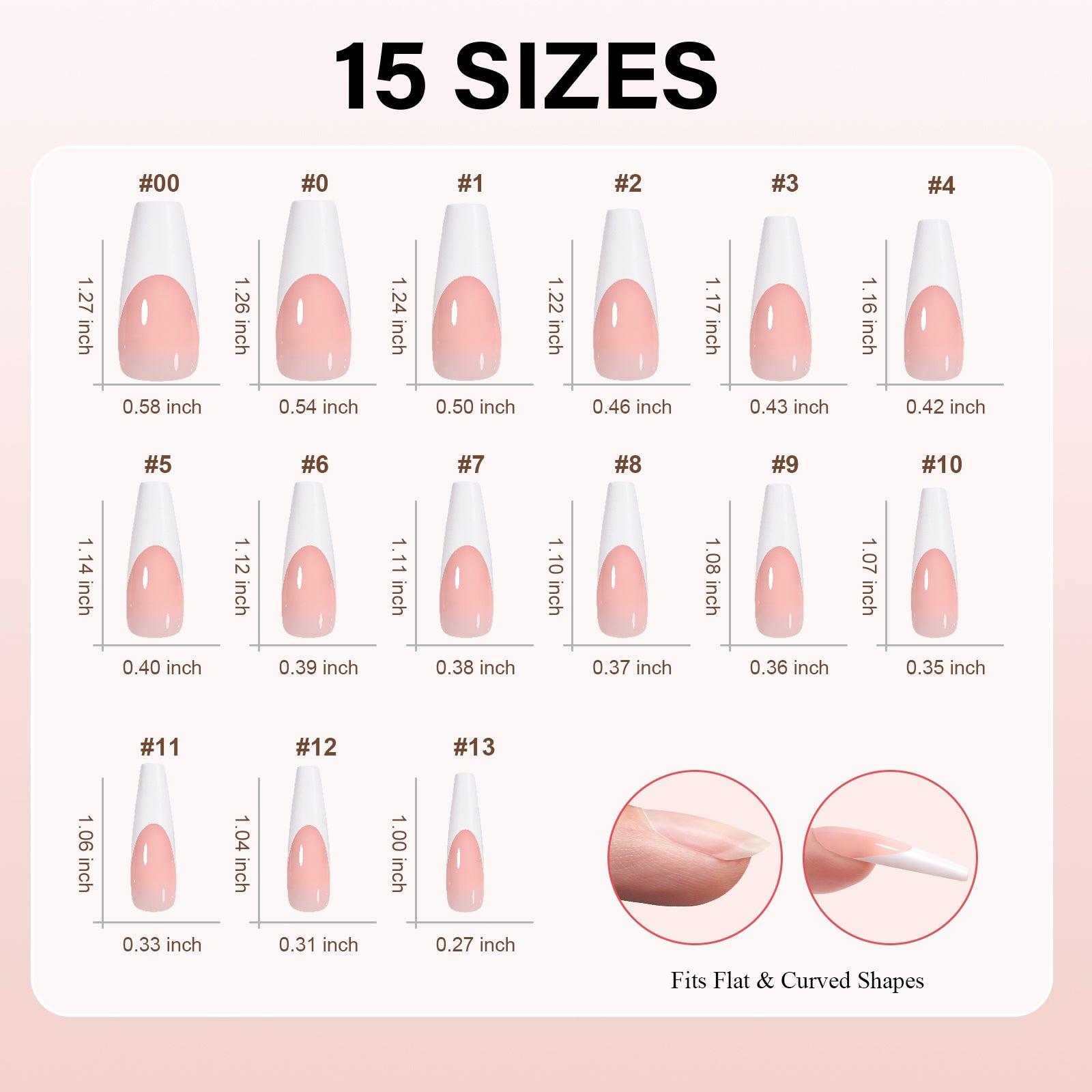 Long Coffin French Tip Press on Nails 