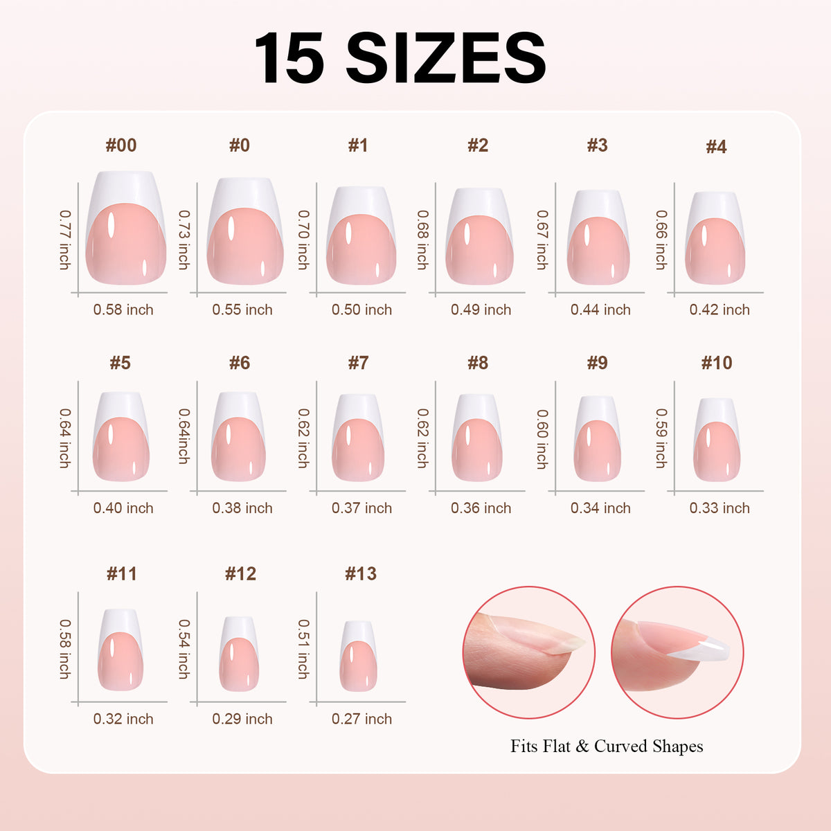 Extra Short Coffin French Tip Press on Nails 