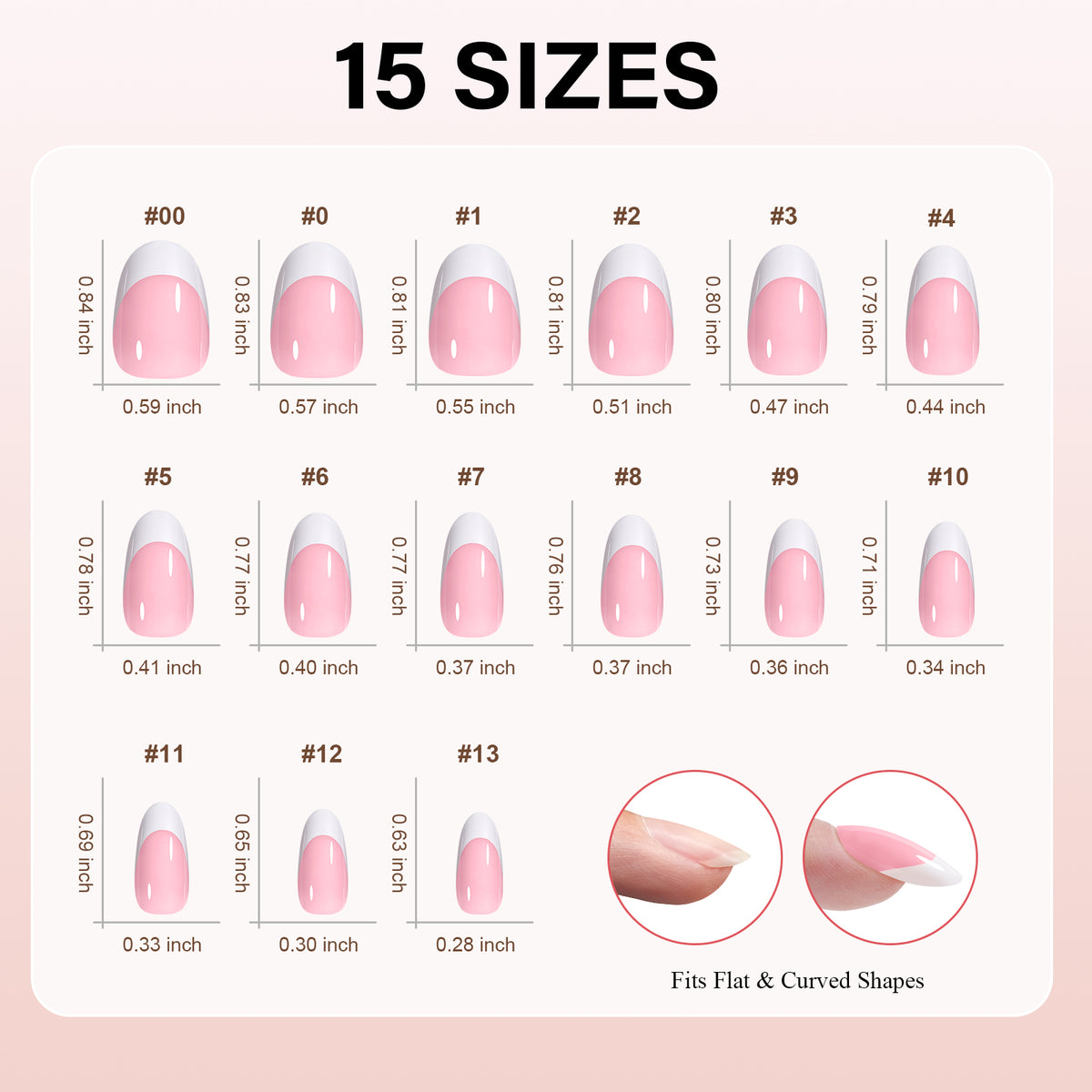 Short Oval French Tip Press on Nails 