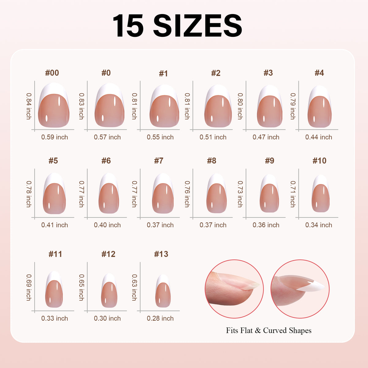 Short Oval French Tip Press on Nails 