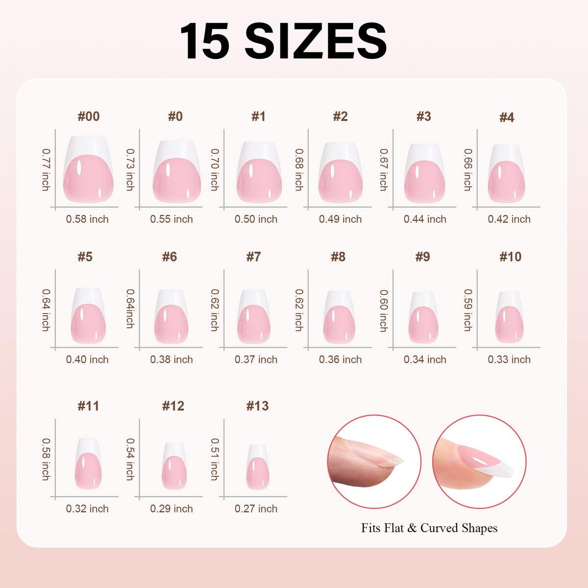 Extra Short Coffin French Tip Press on Nails 