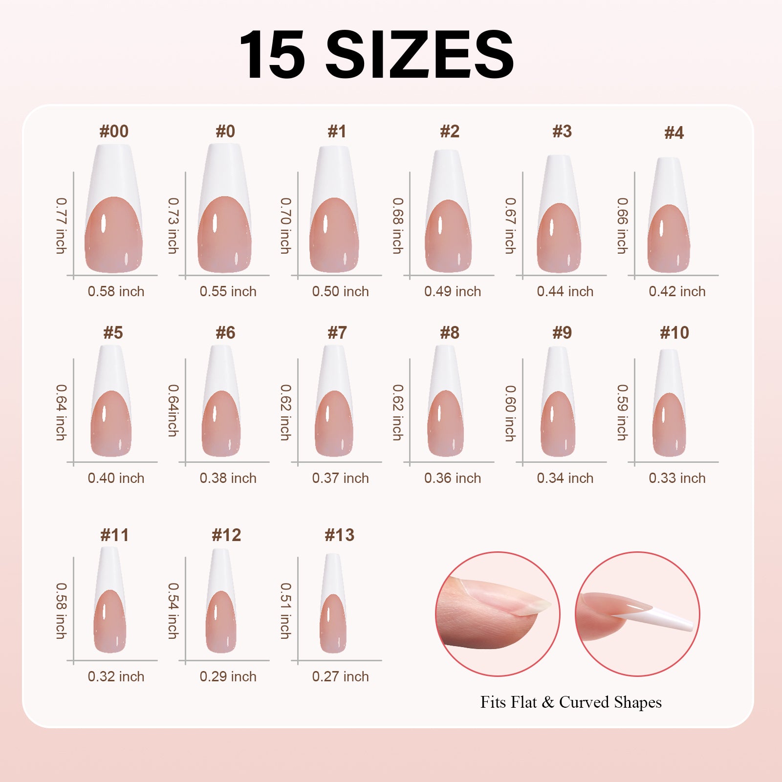 Long Coffin French Tip Press on Nails 