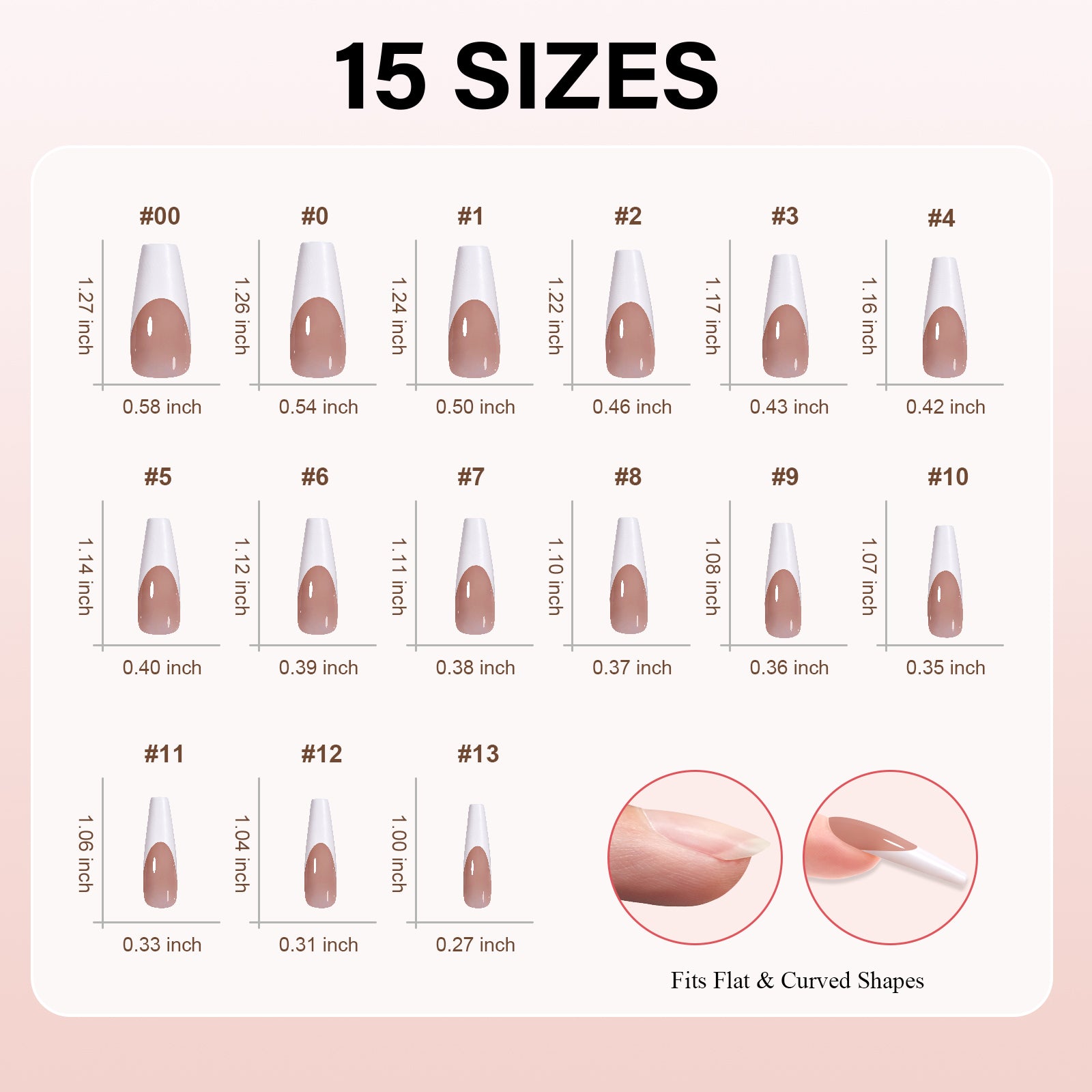 Long Coffin French Tip Press on Nails 