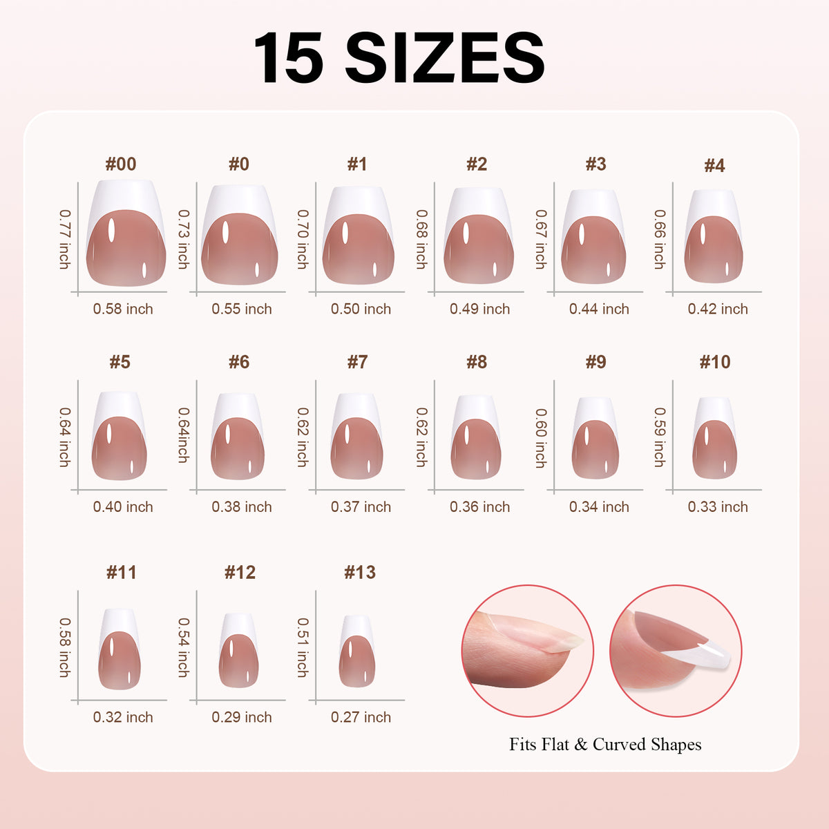 Extra Short Coffin French Tip Press on Nails 