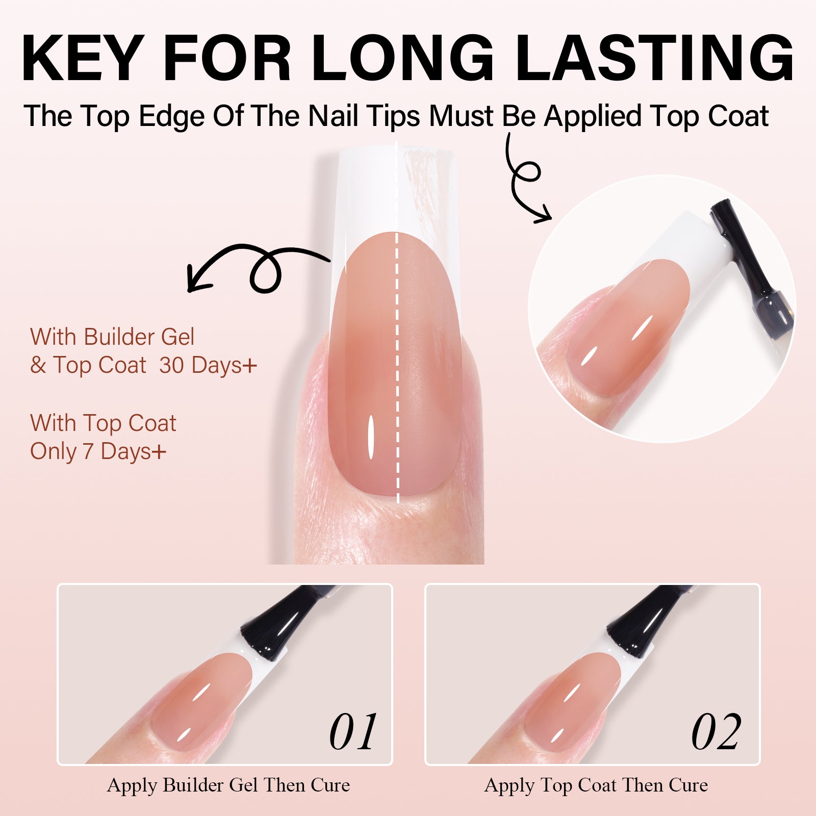 Medium Square French Tip Press on Nails 