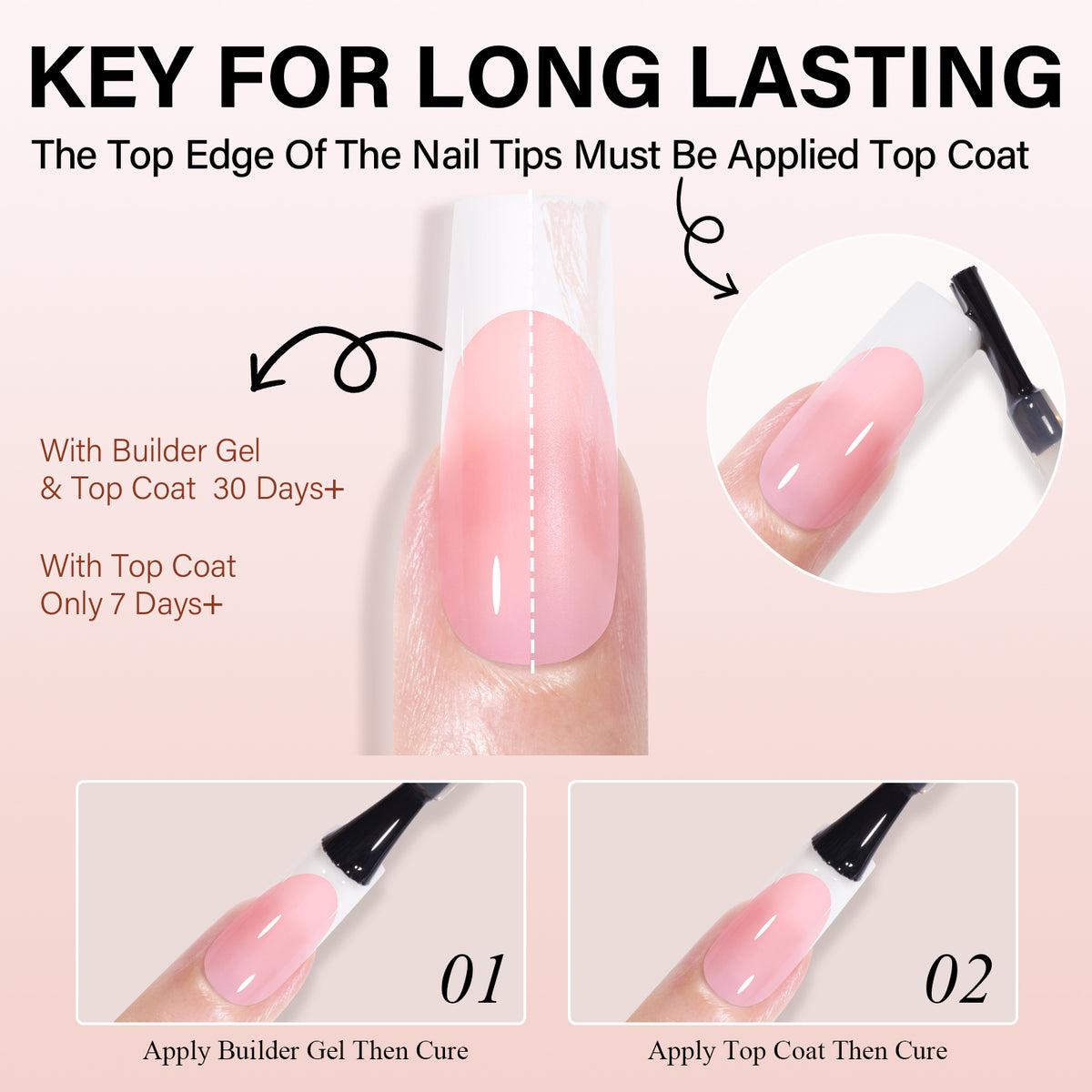 Medium Square French Tip Press on Nails 