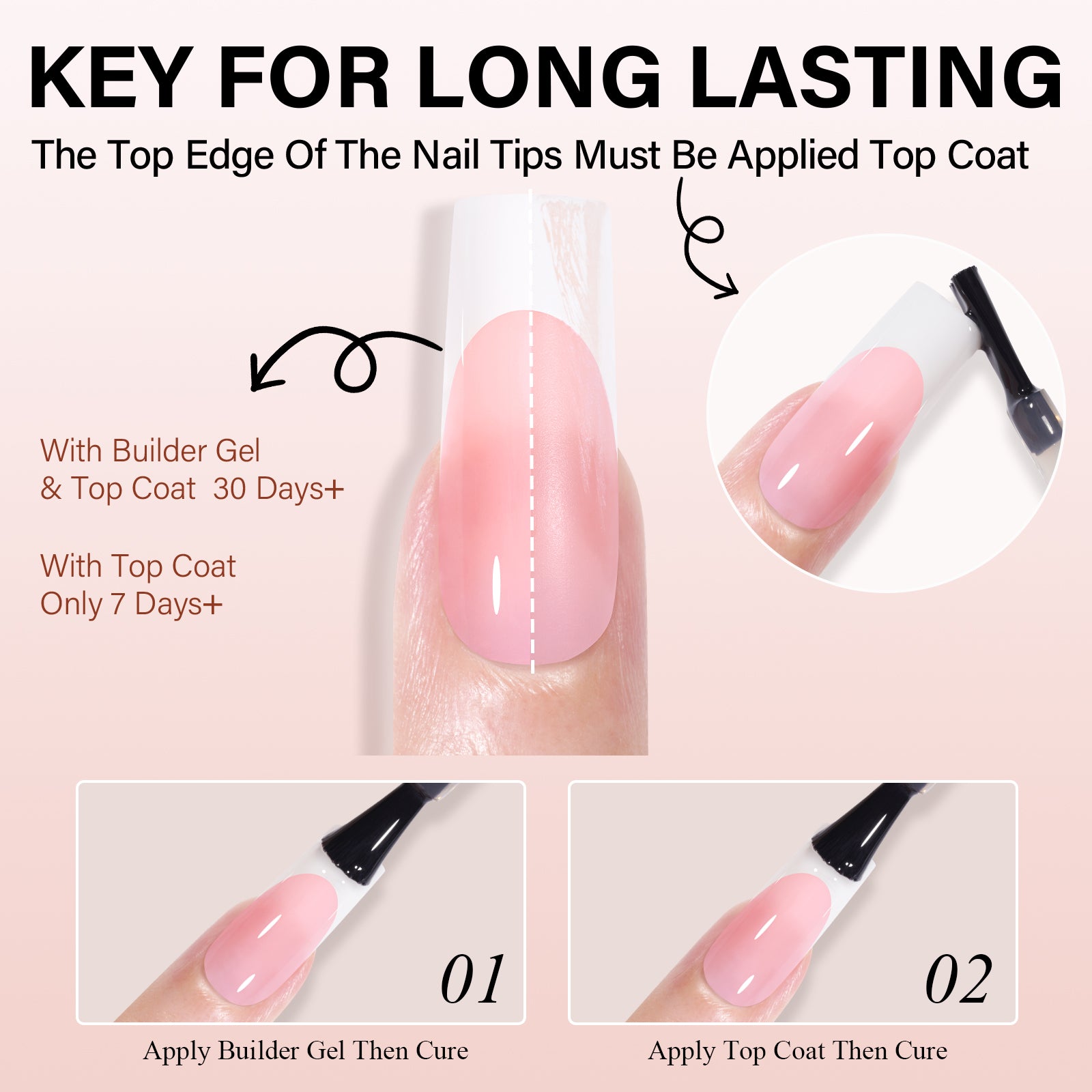 Medium Square French Tip Press on Nails 