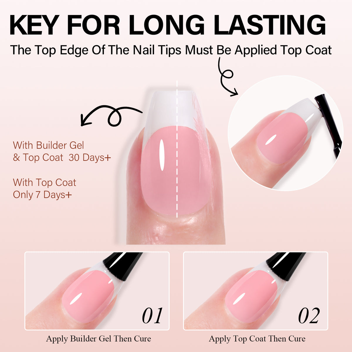 Extra Short Coffin French Tip Press on Nails 