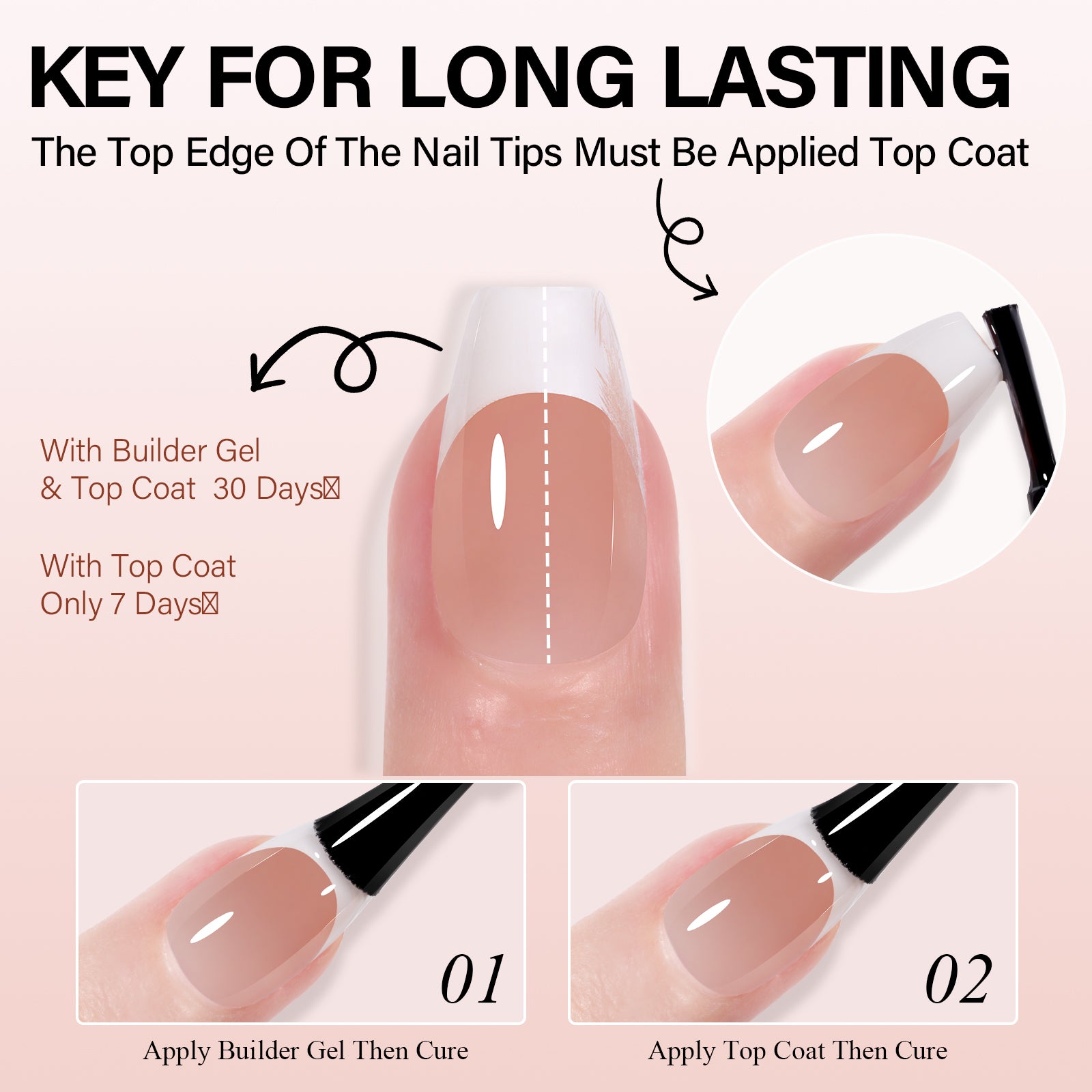 Extra Short Coffin French Tip Press on Nails 
