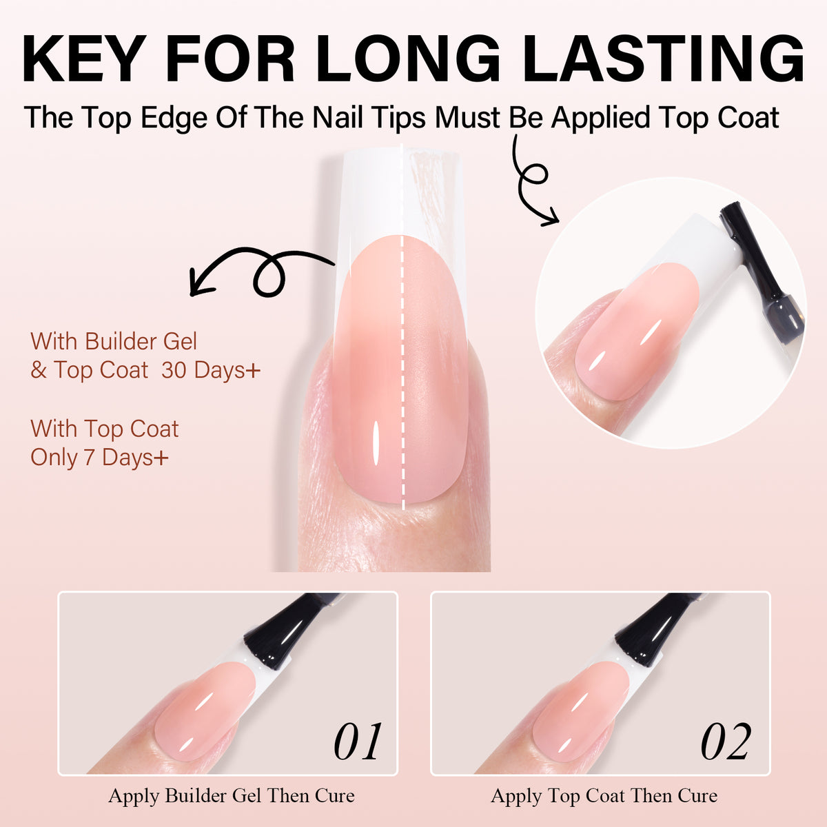 Medium Square French Tip Press on Nails 