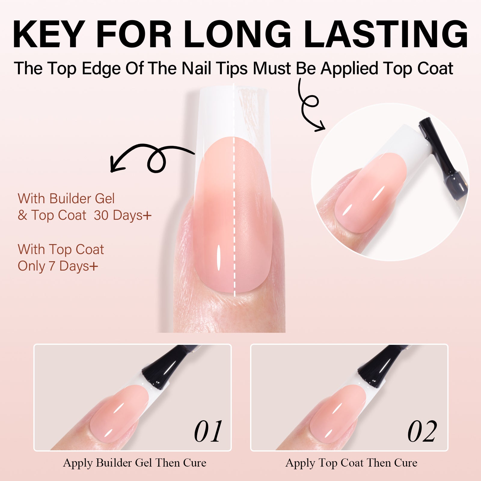 Medium Square French Tip Press on Nails 