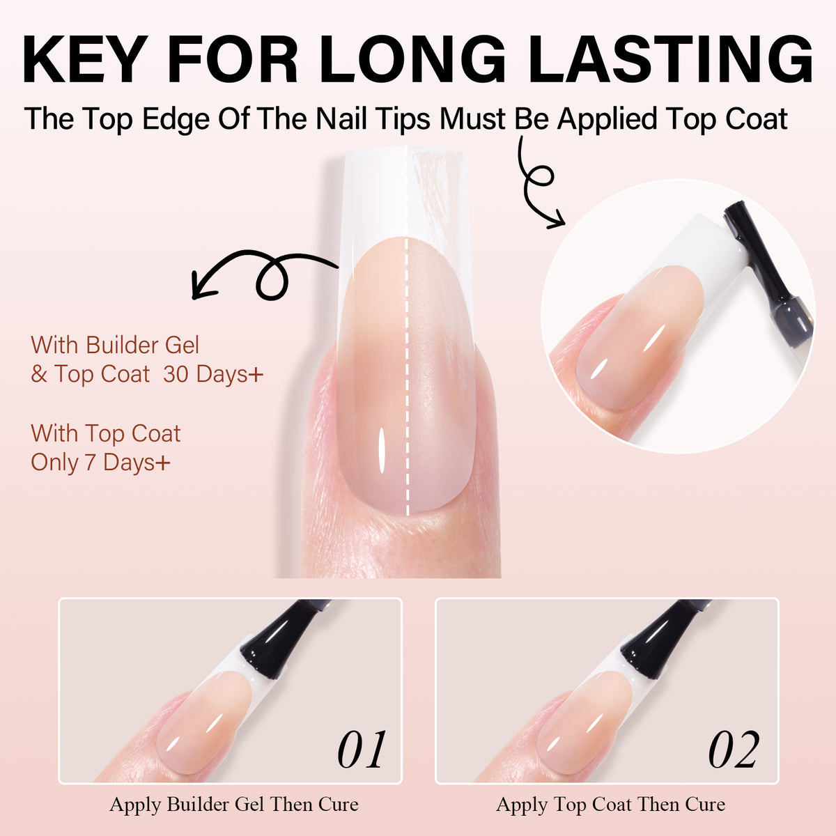 Medium Square French Tip Press on Nails 