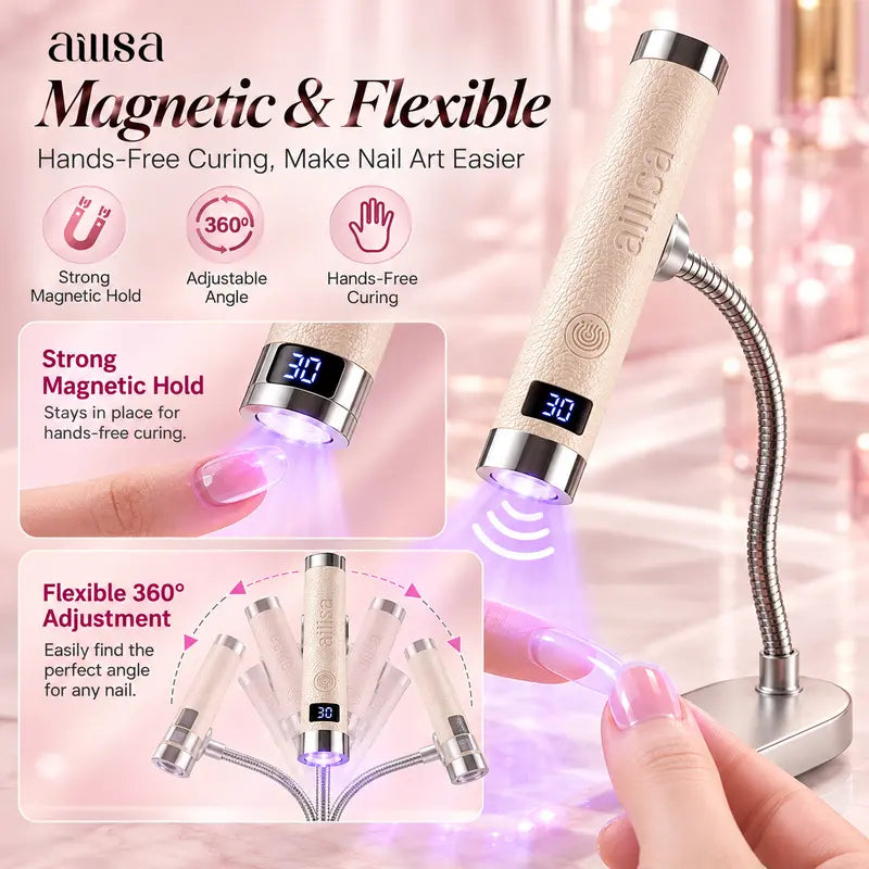 AILLSA 3-in-1 Flash Cure Nail Lamp with Magnetic Stand