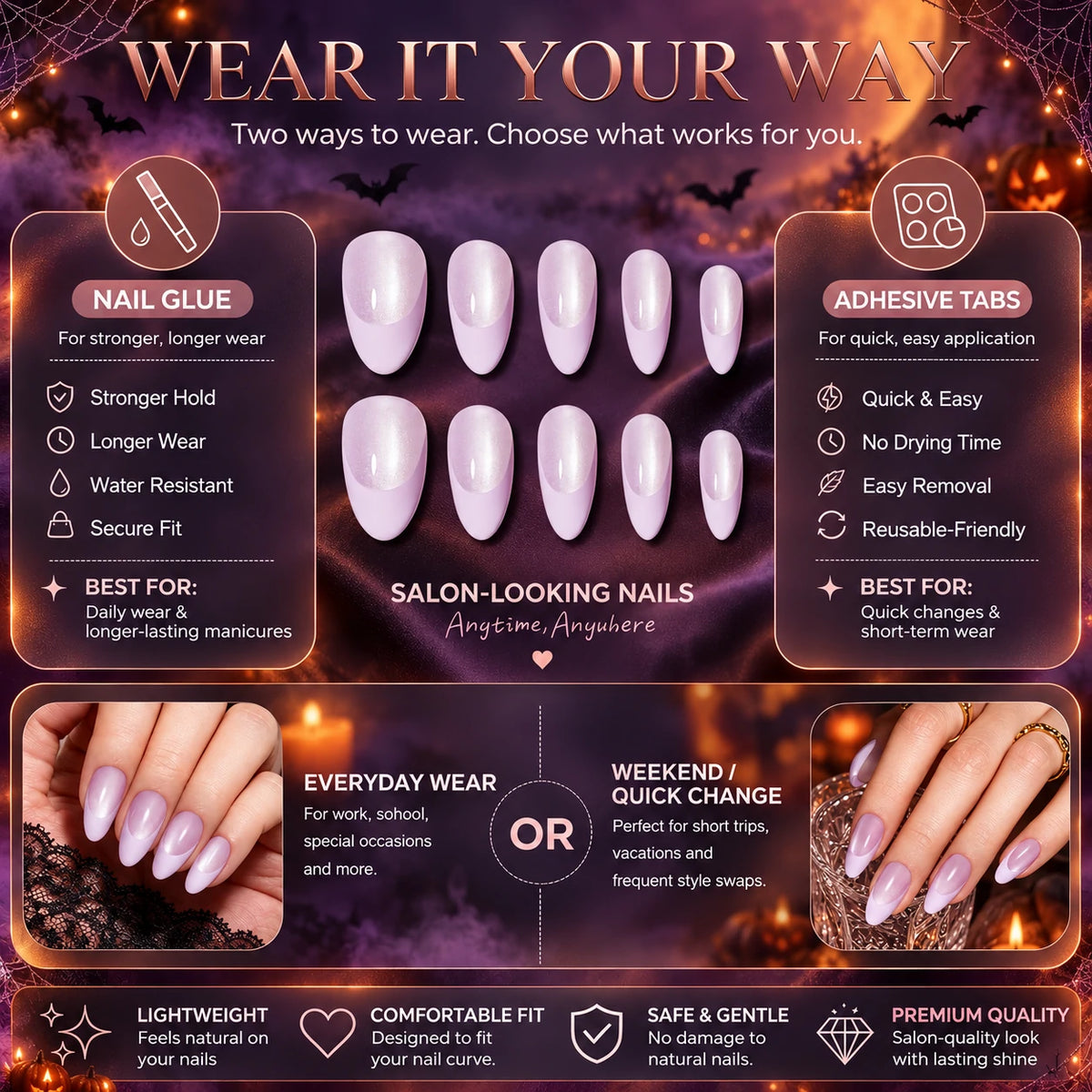 AILLSA Cute Halloween Press-On Nails