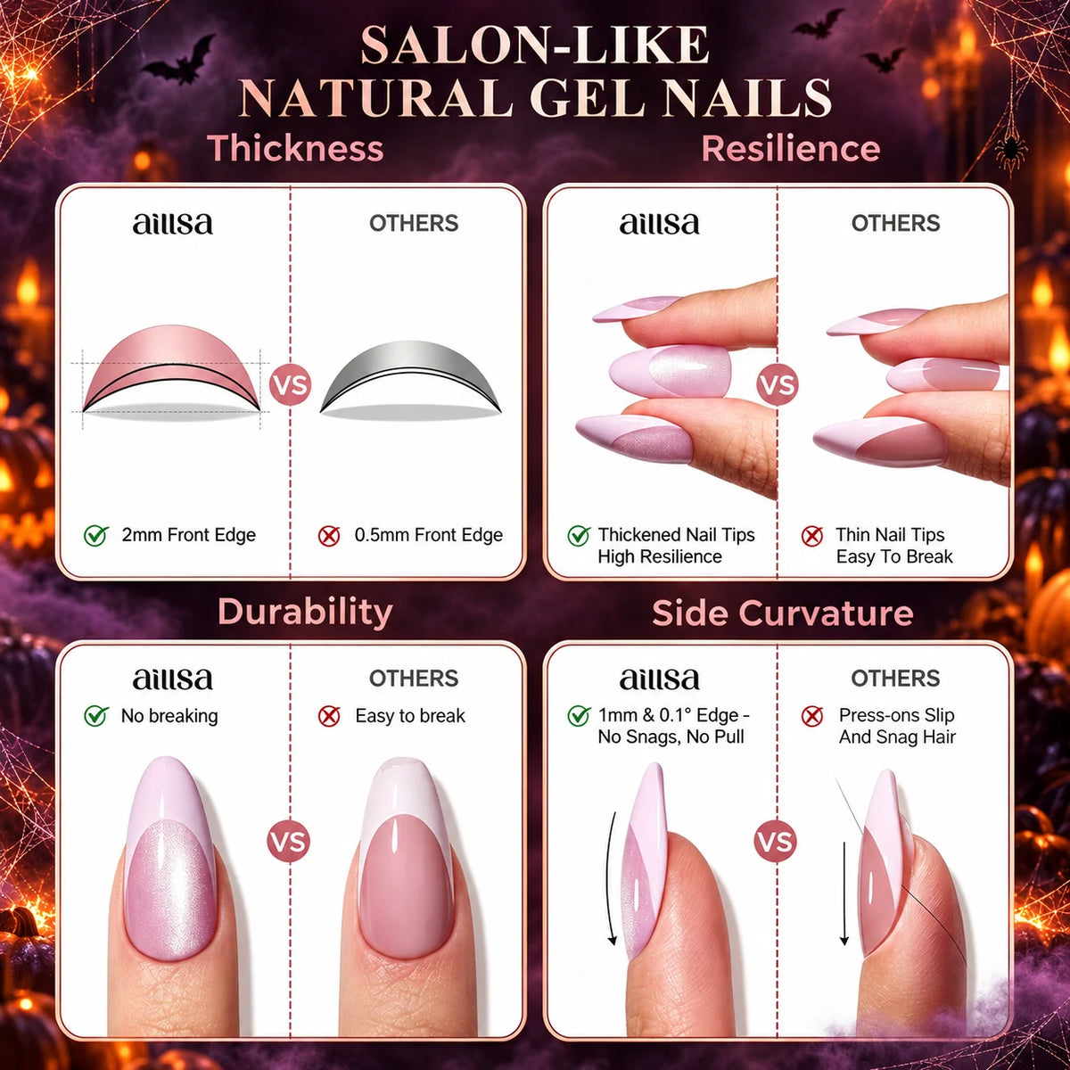 AILLSA Cute Halloween Press-On Nails
