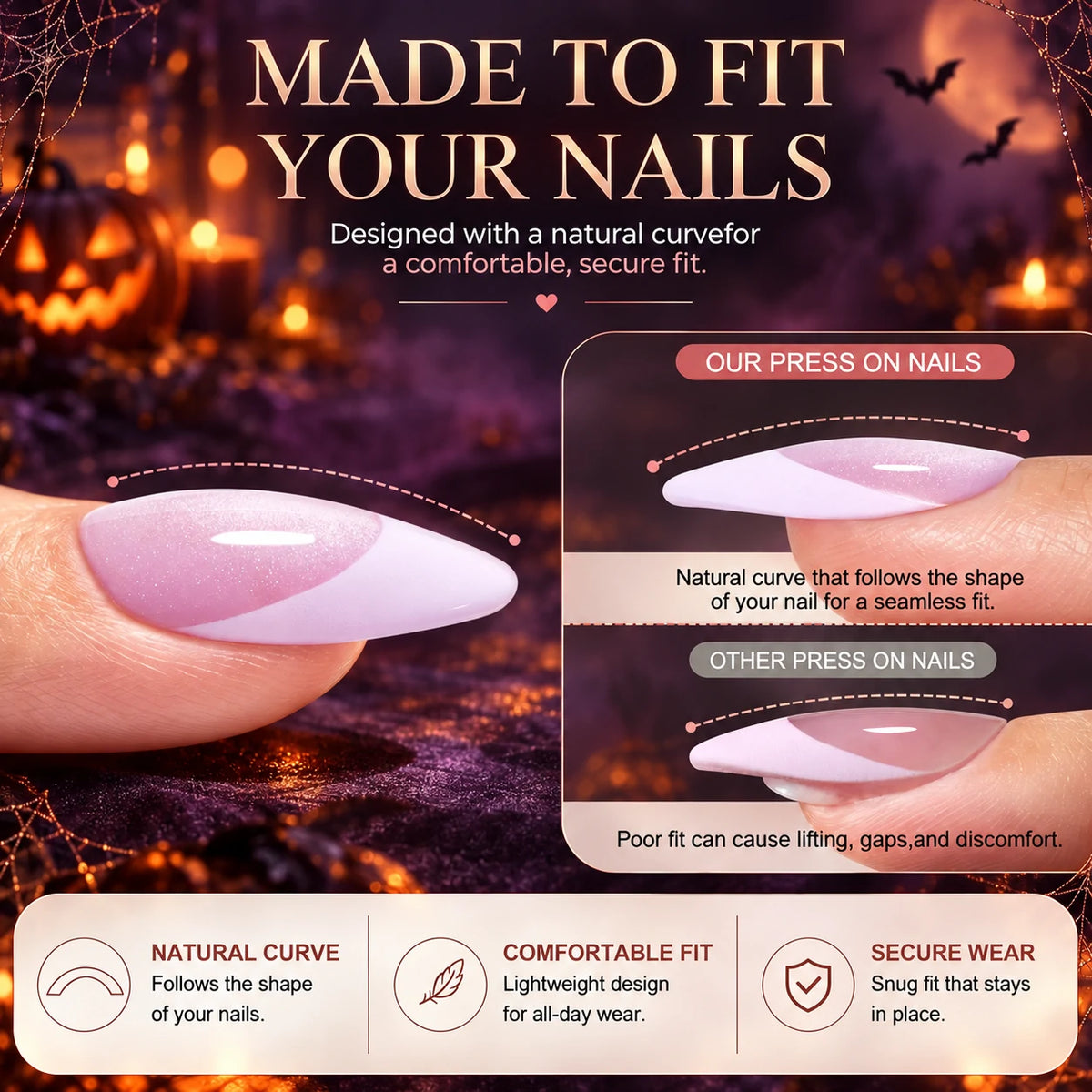 AILLSA Cute Halloween Press-On Nails