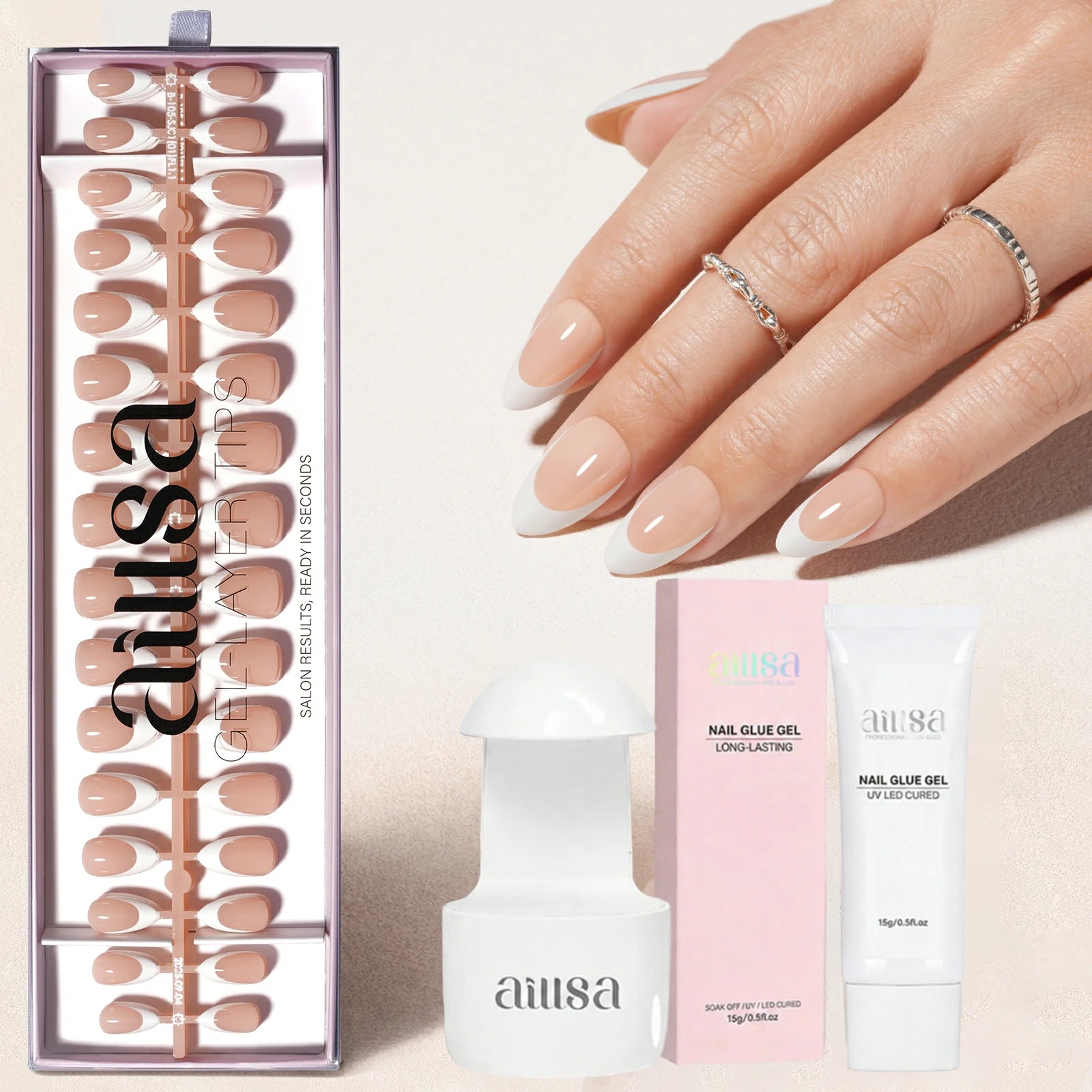 Nude Base French Tip Press On Nails 