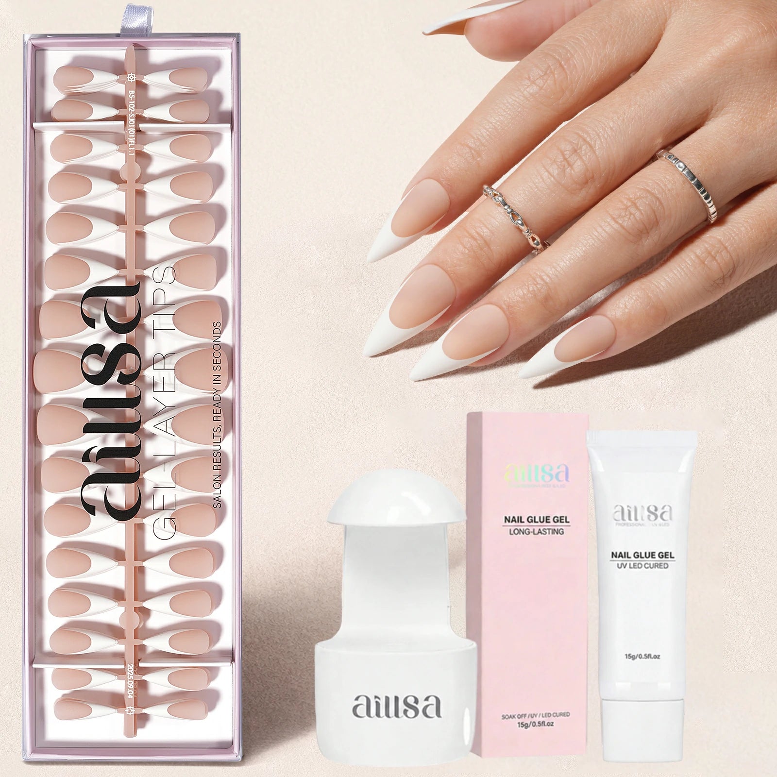 Nude Base French Tip Press On Nails 