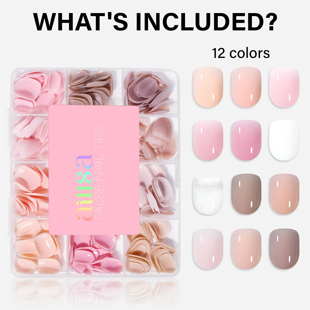 AILLSA RealFit Nude Tone 12 Mixed Colors Press-On Nails 