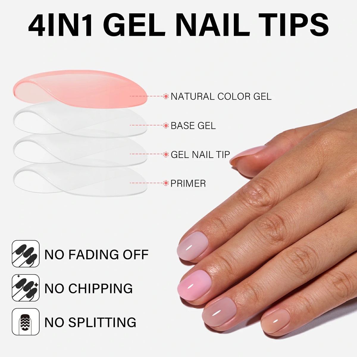 AILLSA RealFit Nude Tone 12 Mixed Colors Press-On Nails 