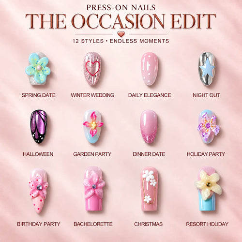 AILLSA 3D French Tip Press On Nails