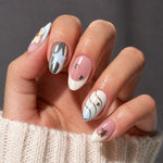 AILLSA 3D French Tip Press On Nails 