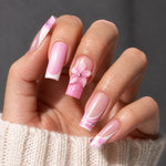 AILLSA 3D French Tip Press On Nails  