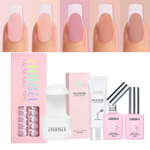 AILLSA 5 Colors French Tip Press On Nails 150Pcs Set With Gel Glue 
