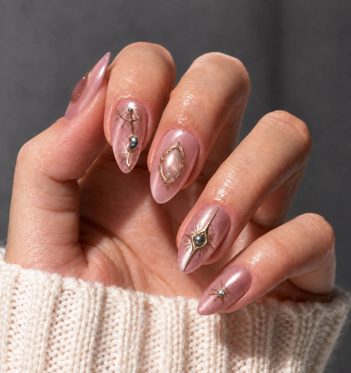 AILLSA Christmas Snowflake & Glitter Press-On Nails 