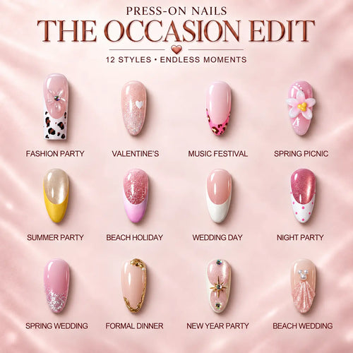 AILLSA Floral Shimmer Press On Nails