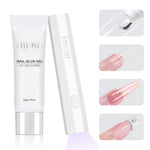 AILLSA Glamhold Solid Nail Glue Set With Handheld UV Lamp for Press On Nails  