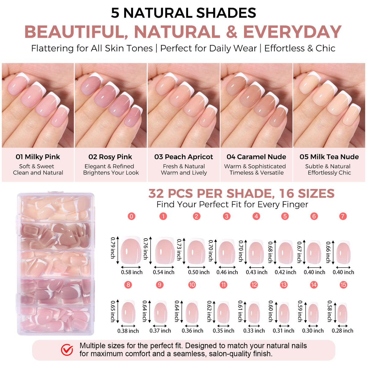 AILLSA Pre-Sealed Glossy French Press On Nails