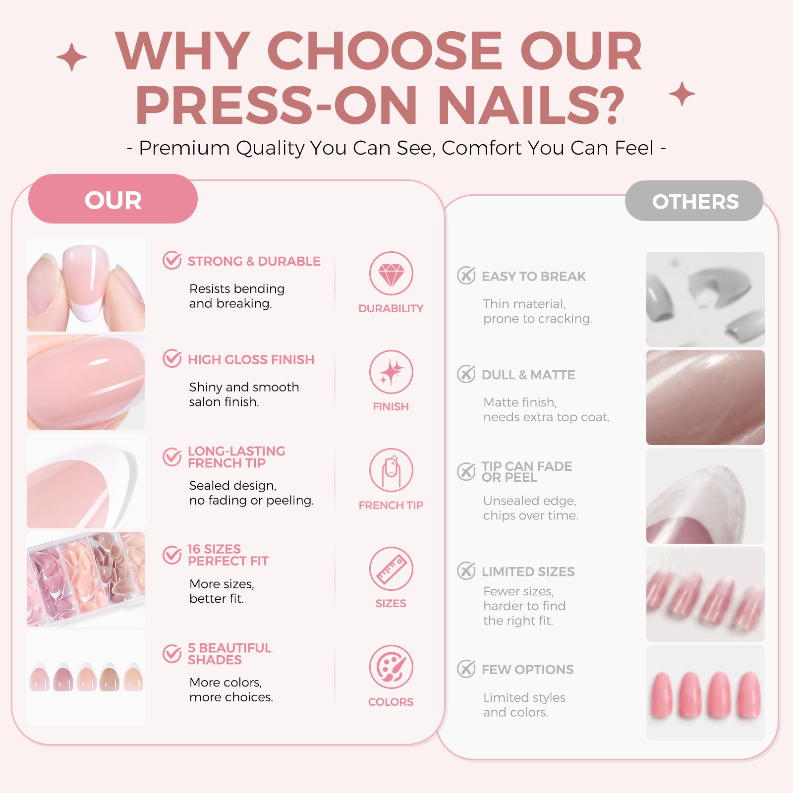 AILLSA Pre-Sealed Glossy French Press On Nails