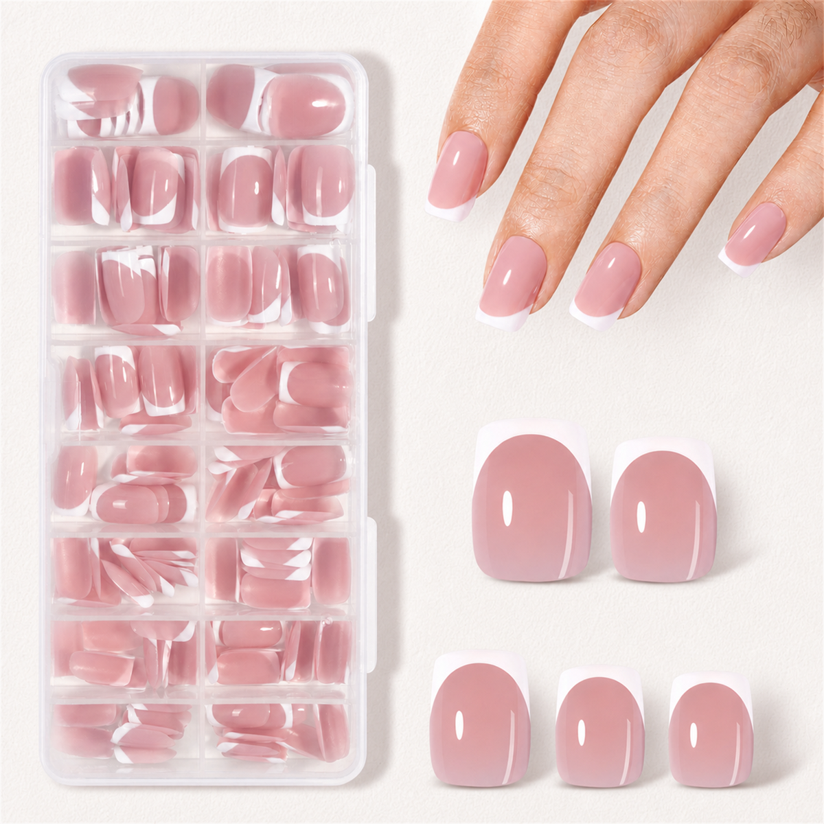 AILLSA Pre-Sealed Glossy French Press On Nails 