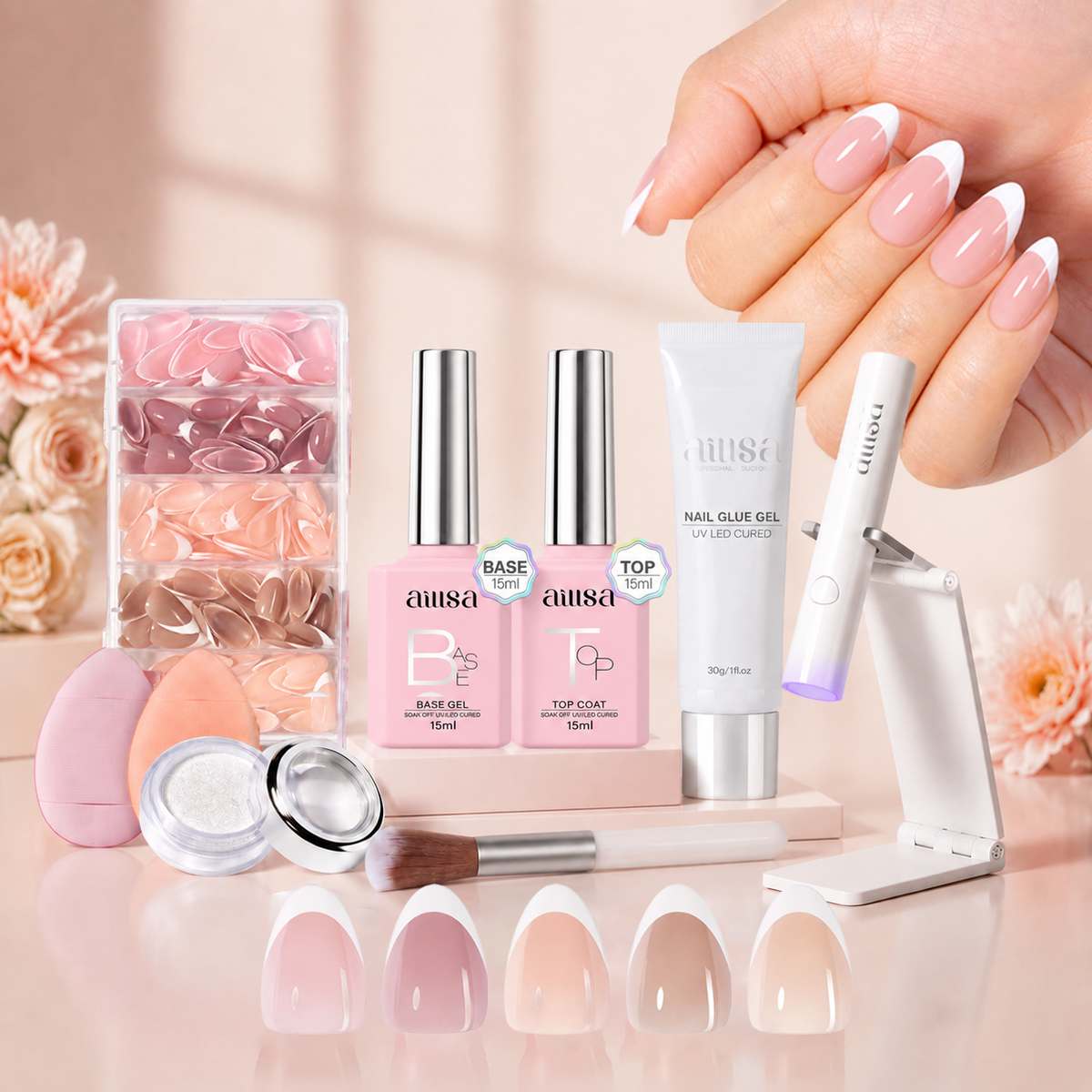 AILLSA Pre-Sealed Glossy French Press On Nails Kits 