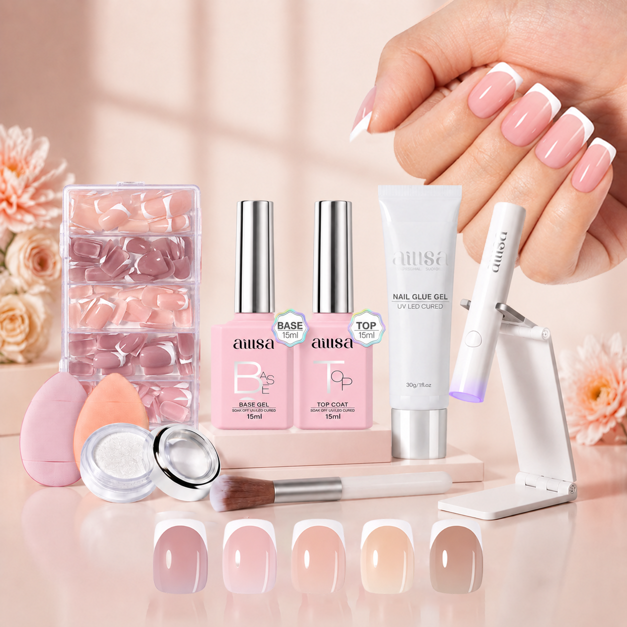 AILLSA Pre-Sealed Glossy French Press On Nails Kits 