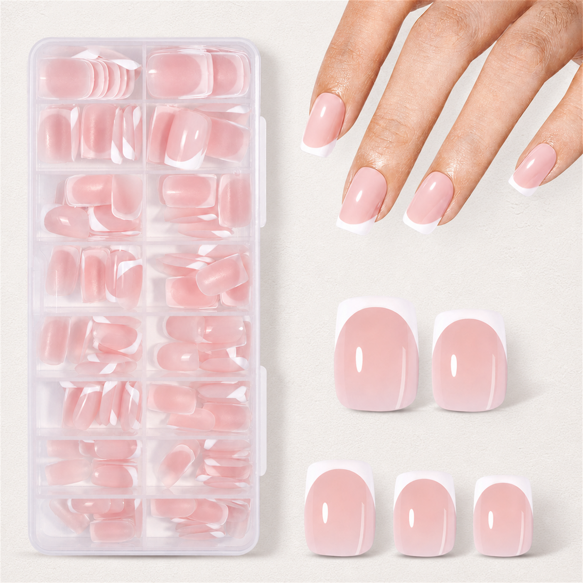 AILLSA Pre-Sealed Glossy French Press On Nails 