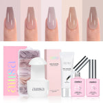 Aillsa Mixed 5 Pre-colored Press-Ons Nail Tips Set With Gel Glue 
