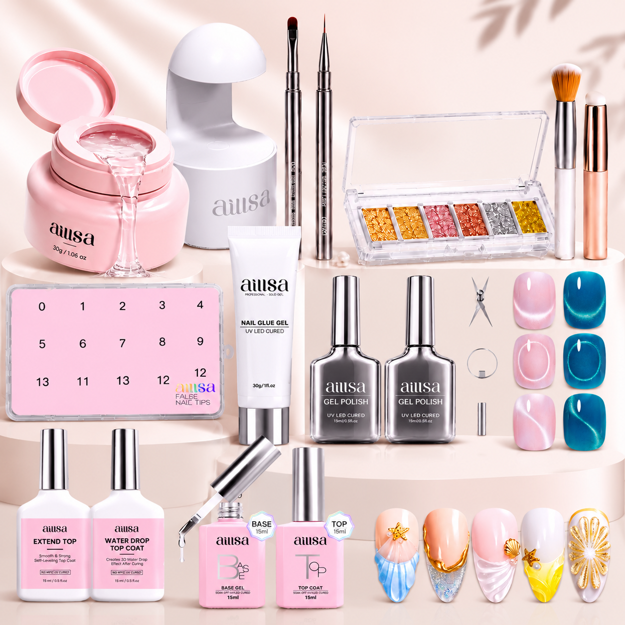 AILLSA DIY 3D Nail Art Gel Press-On Nails Kit