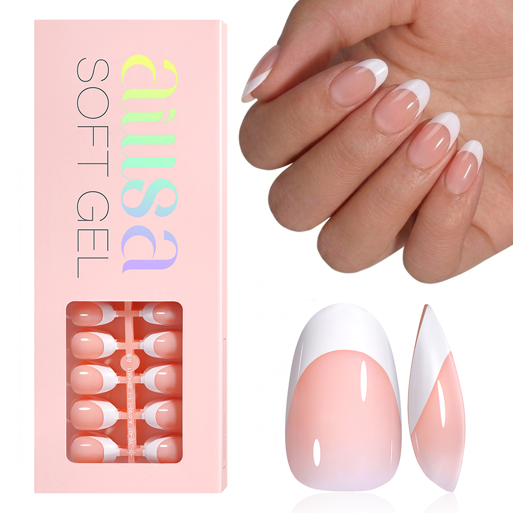 Short Oval French Tip Press on Nails 