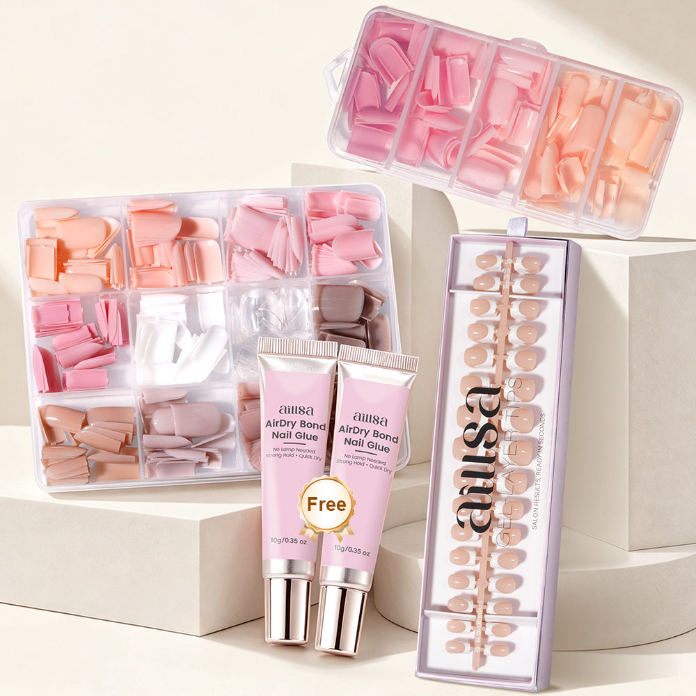 AILLSA Press-On Nails Bundle – 3 Sets + FREE Nail Glue